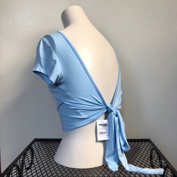 Charlotte Russe Open Back Baby Blue Crop Top - Picture 2 of 3